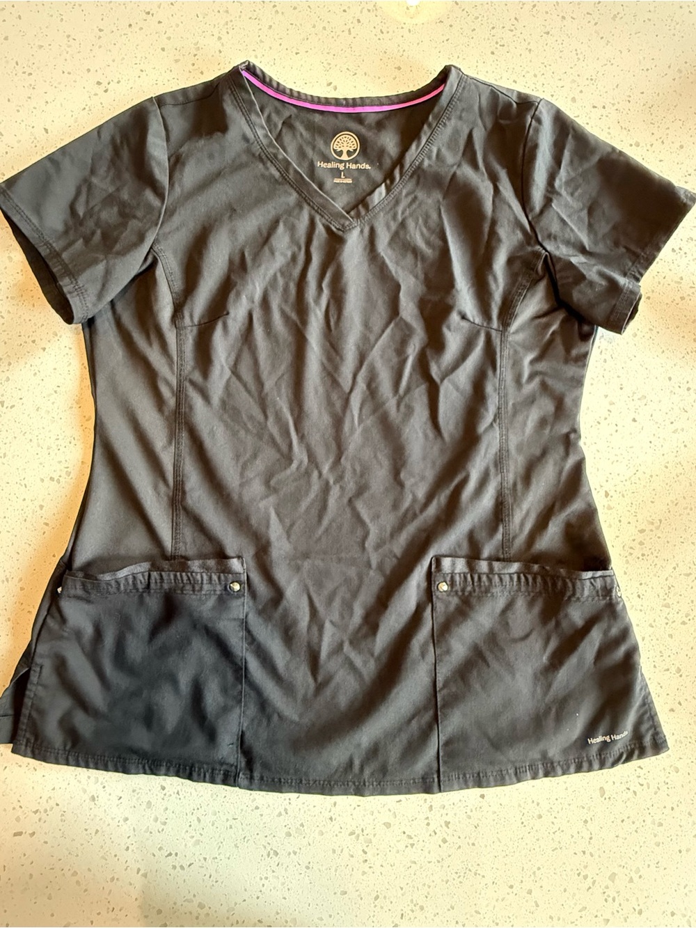 Healing Hands Purple Label Juliet Scrub Top – Black – Size Large